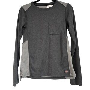 Dickies Women's Long Sleeve Work Shirt Gray Pocket Top Mesh Panels